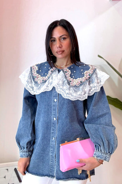 Camicione denim pink jewel