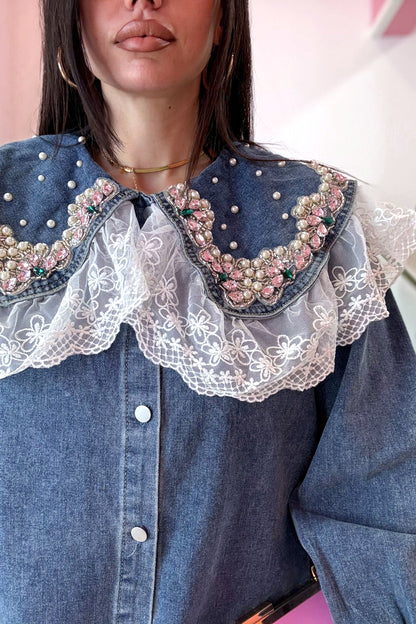 Camicione denim pink jewel