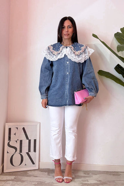 Camicione denim pink jewel