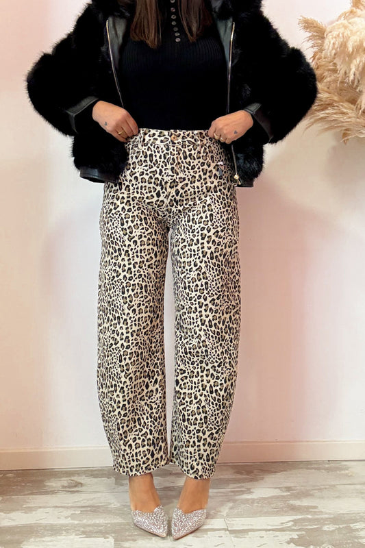 Jeans wideleg animalier