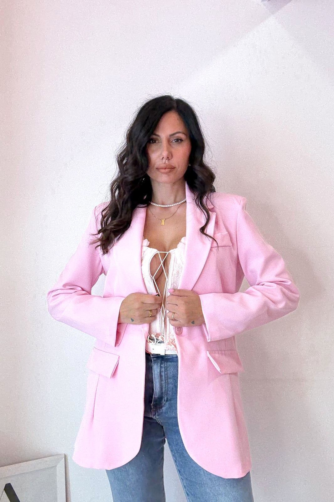 Giacca over rosa