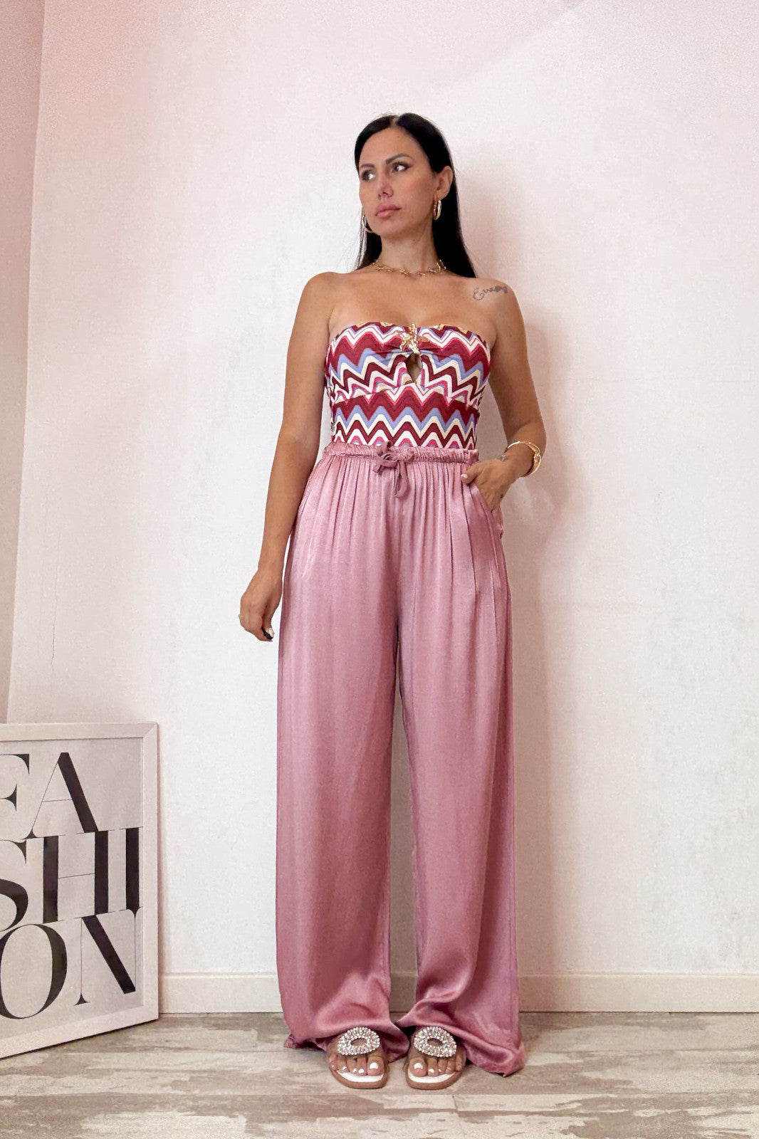 Pantalone satin cipolla