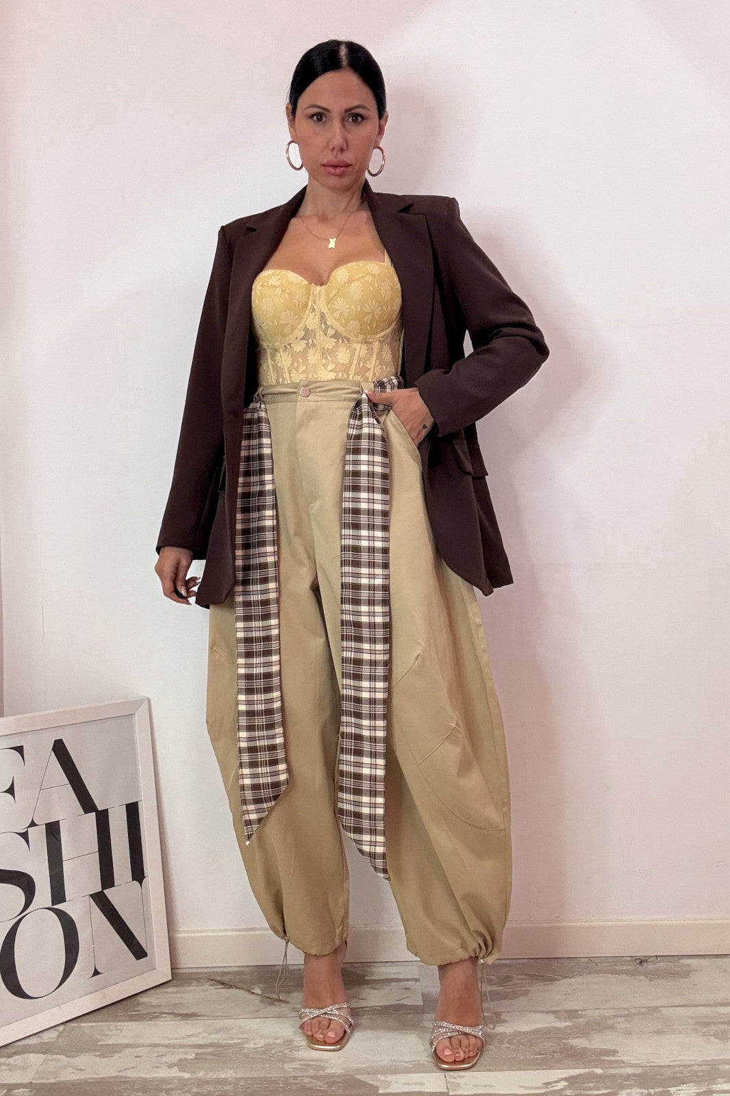 Pantalone balloon sabbia