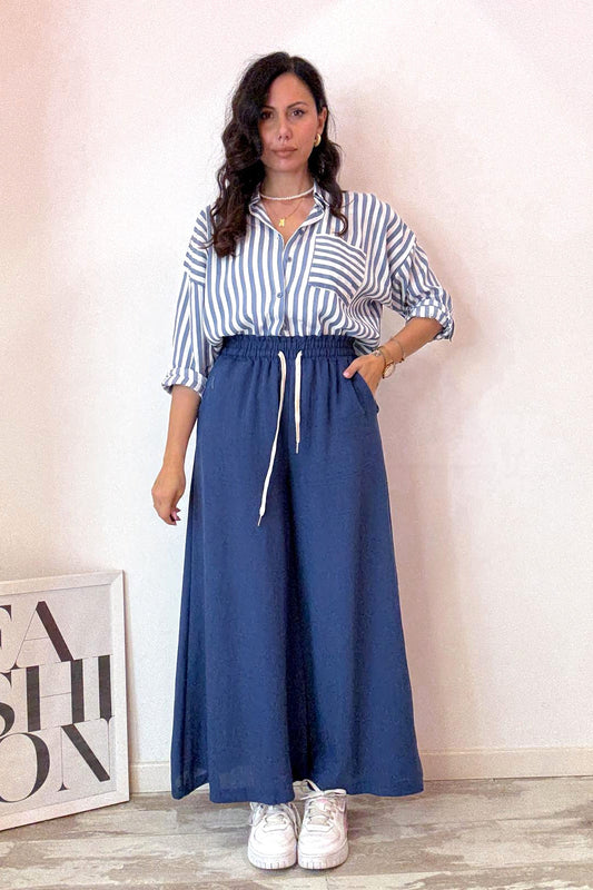 Pant effetto gonna nero e blu