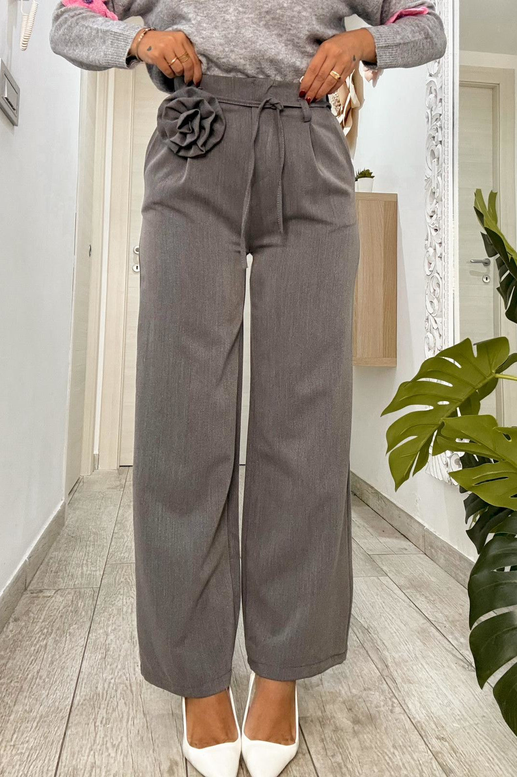 Pantalone peonia grigio