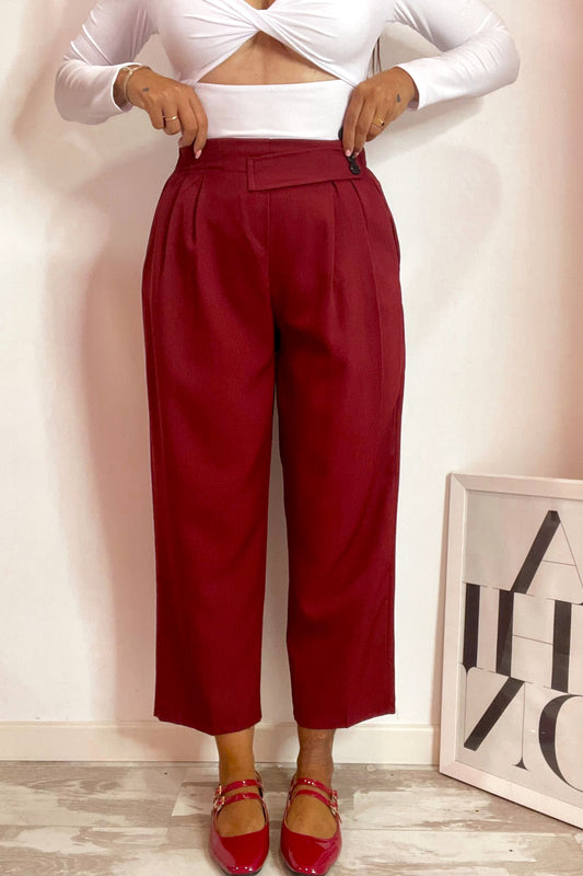 Pantalone doppio bottone bordeaux