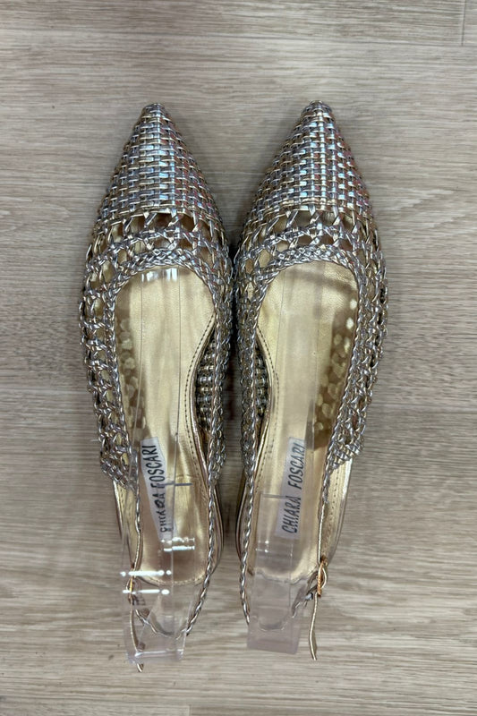 Scarpe intreccio bicolore