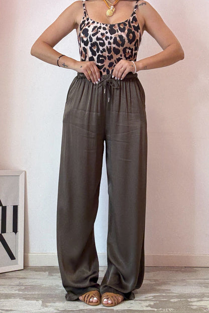 Pantalone satin marrone