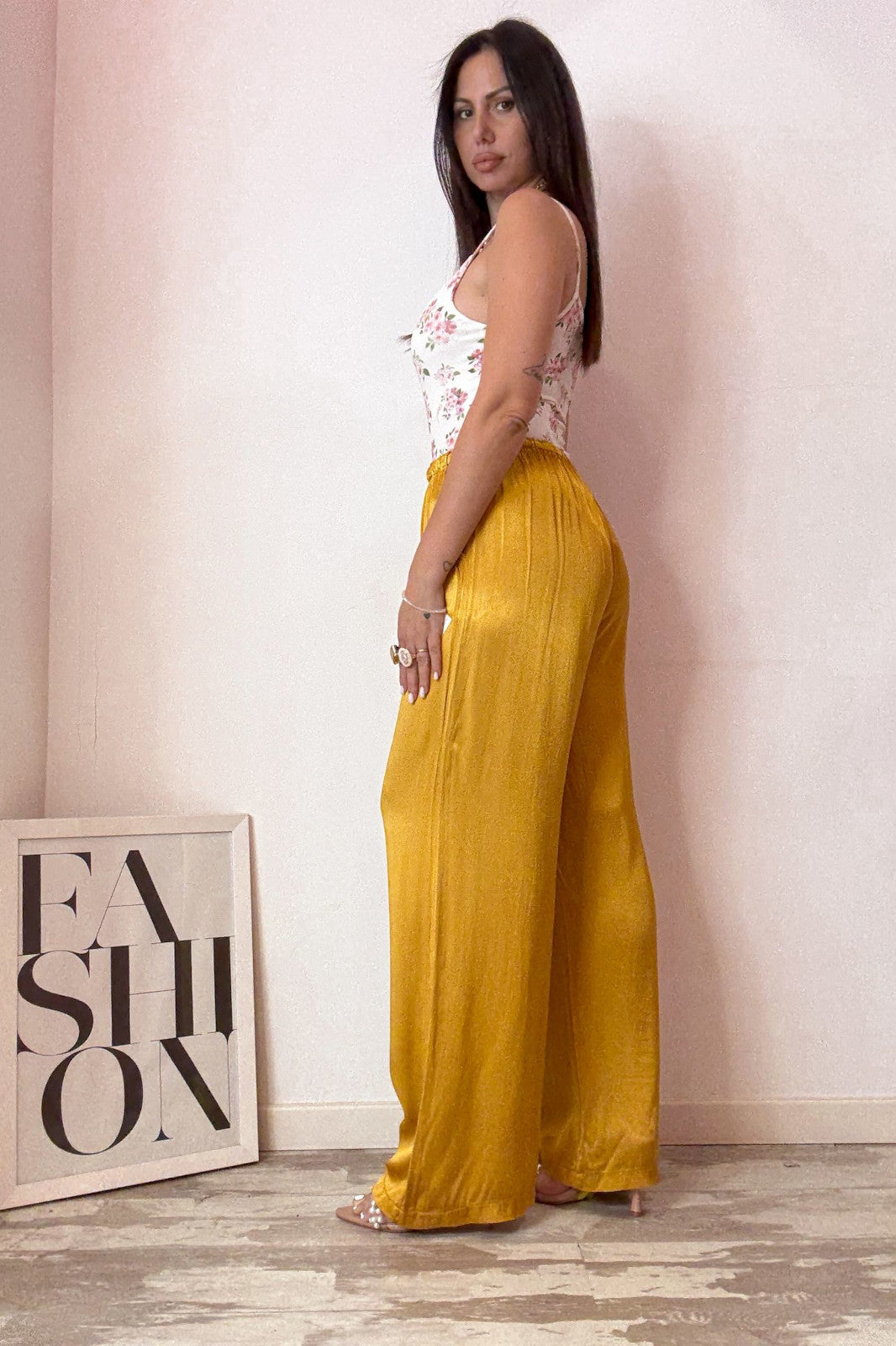 Pantalone satin senape