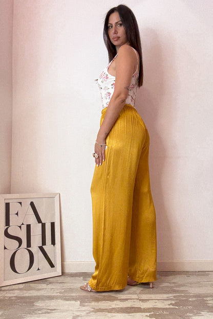 Pantalone satin senape