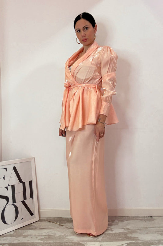 Tailleur satin pesca