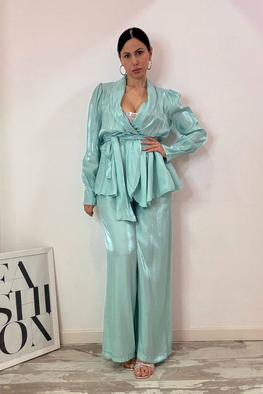 Tailleur satin verde